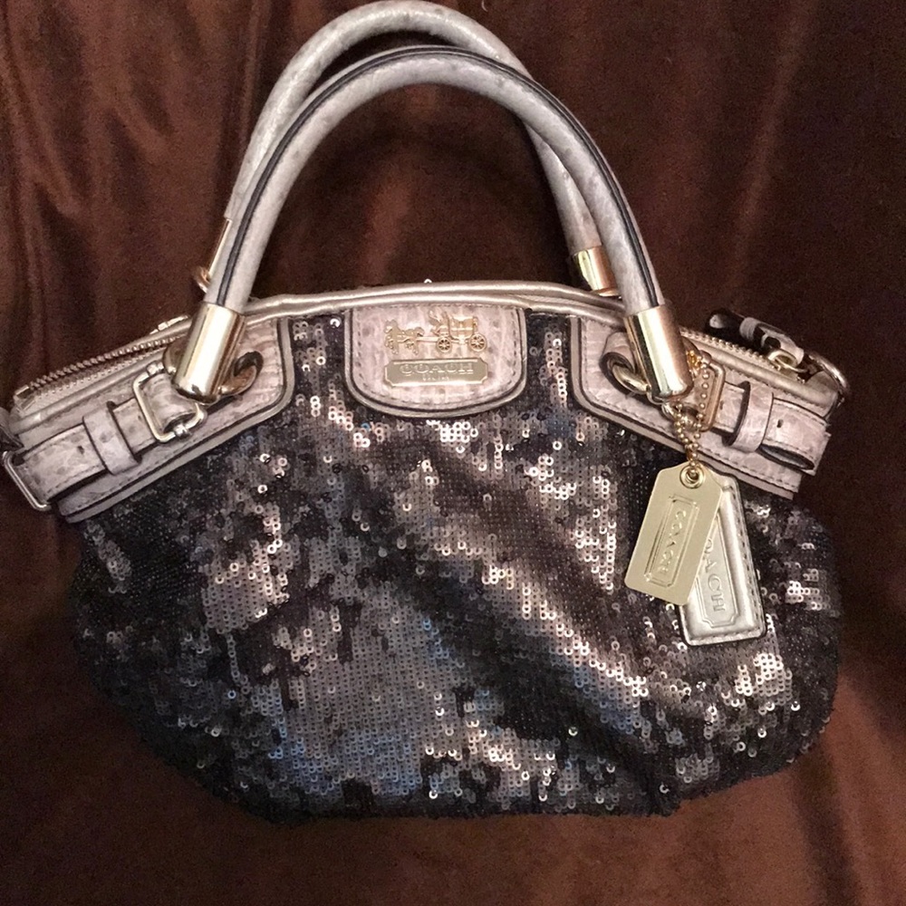 Genuine Coach brown sequined purse